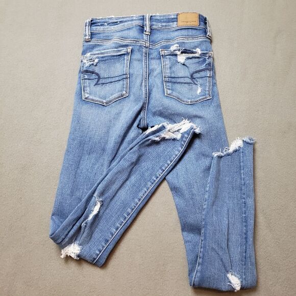 American Eagle Next Level Stretch X Size 0 Hi-Rise distressed Jegging - Picture 11 of 14